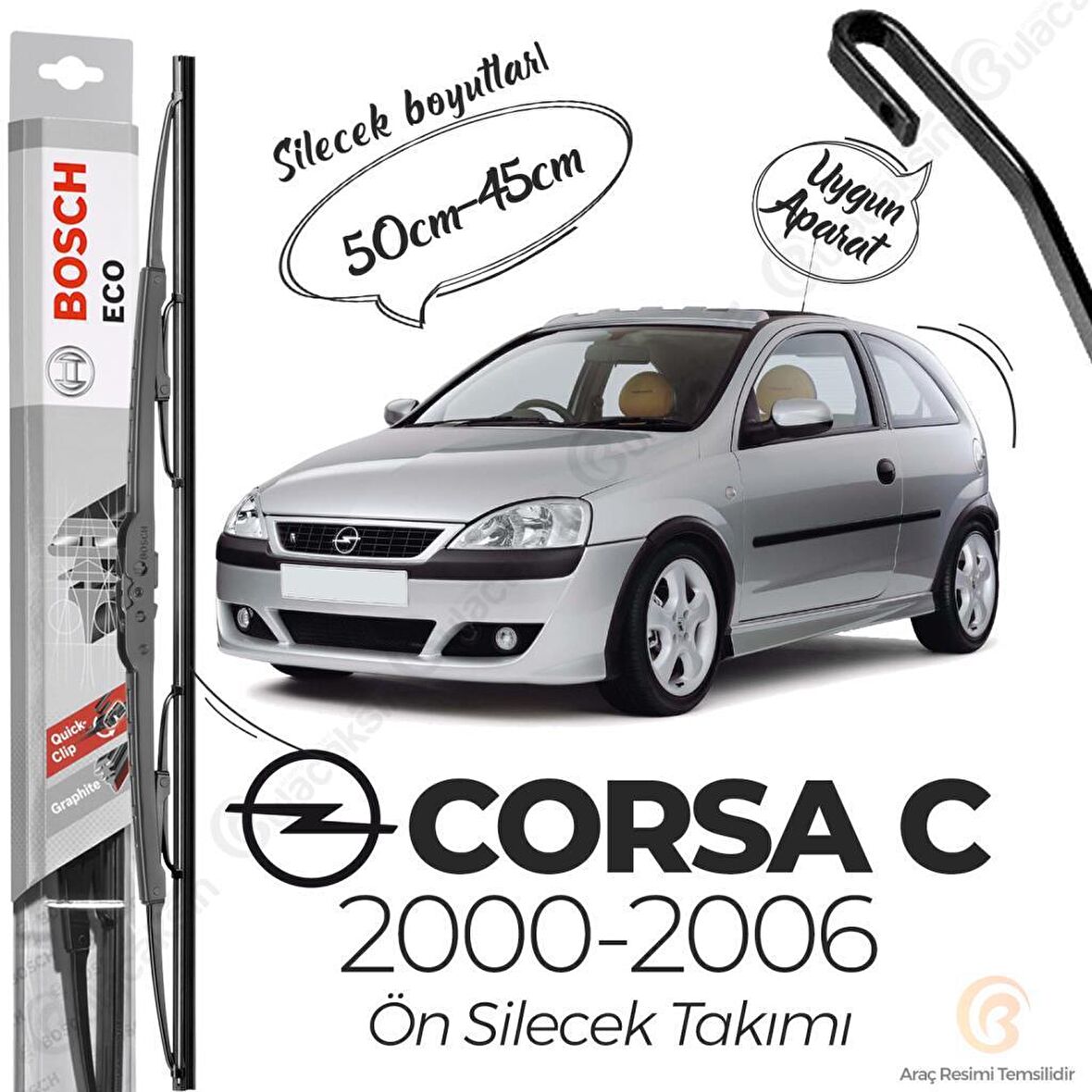 Opel Corsa C Silecek Takımı (2000-2006) Bosch ECO