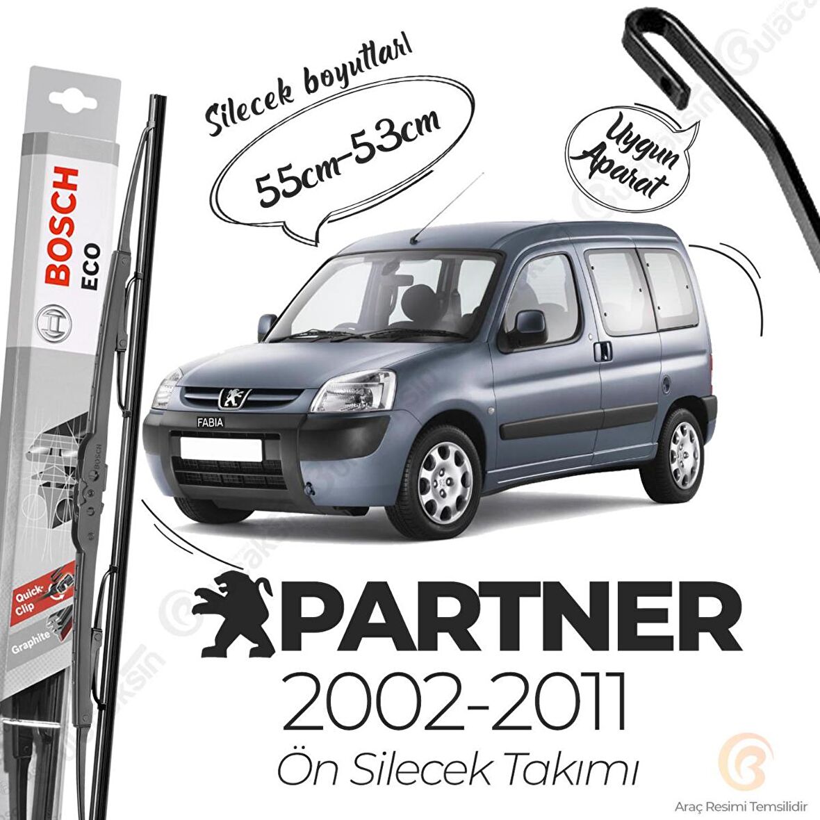 Bosch ECO Peugeot Partner 2002 - 2009 Ön Silecek Takımı