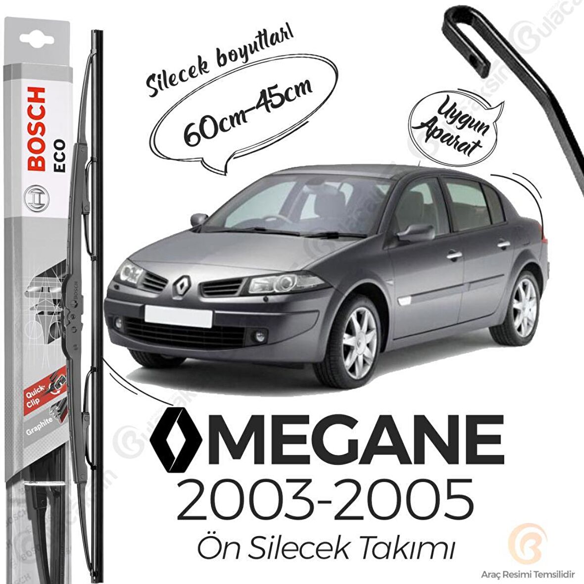 Bosch ECO Renault Megane 2 2003 - 2005 Ön Silecek Takımı