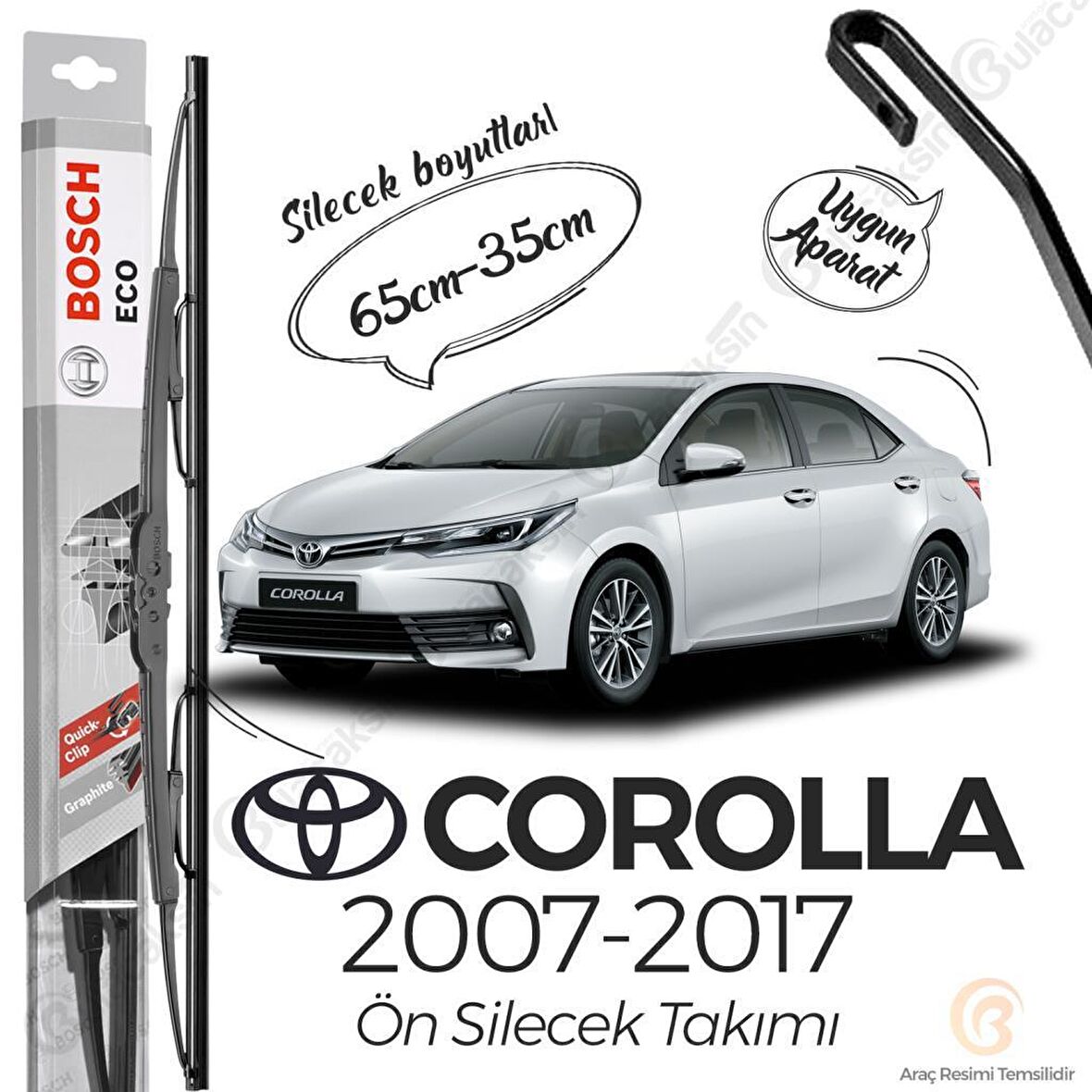 Bosch ECO Toyota Corolla 2007 - 2017 Ön Silecek Takımı