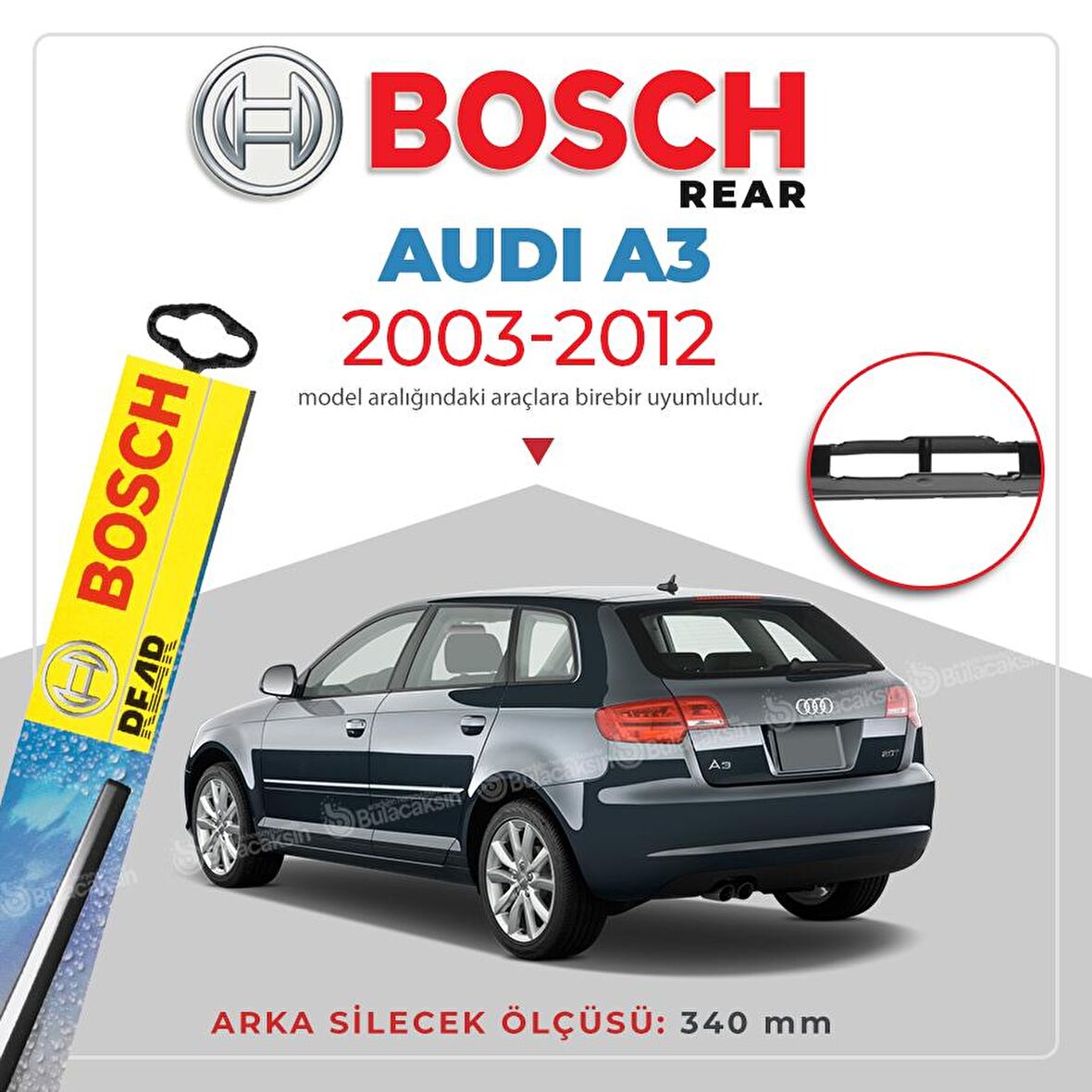 Bosch Rear Audi A3 2003 - 2012 Arka Silecek - H772