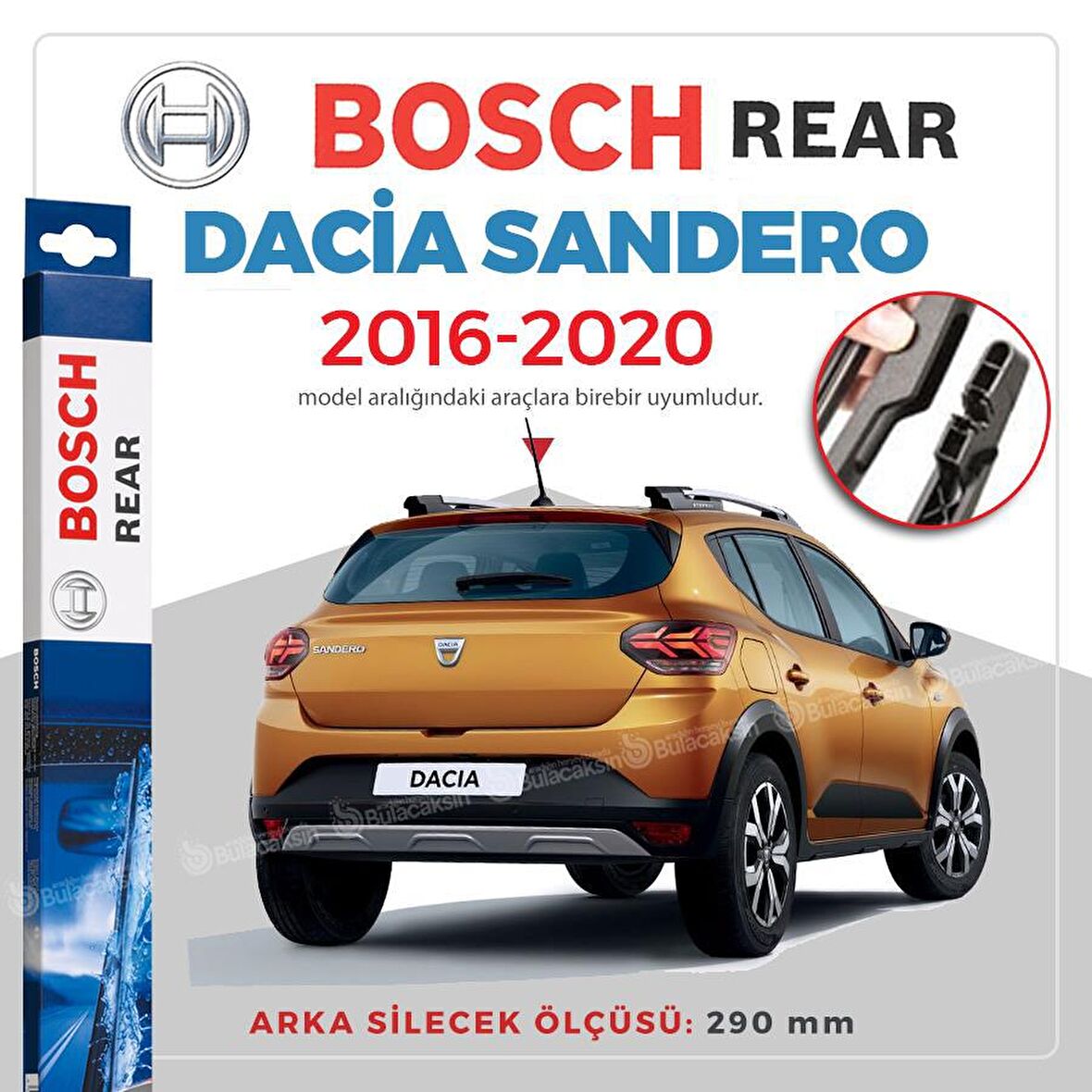 Bosch Rear Dacia Sandero 2016 - 2020 Arka Silecek - H840