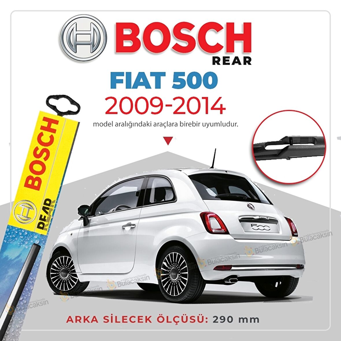 Bosch Rear Fiat 500 2009 - 2014 Arka Silecek - H840