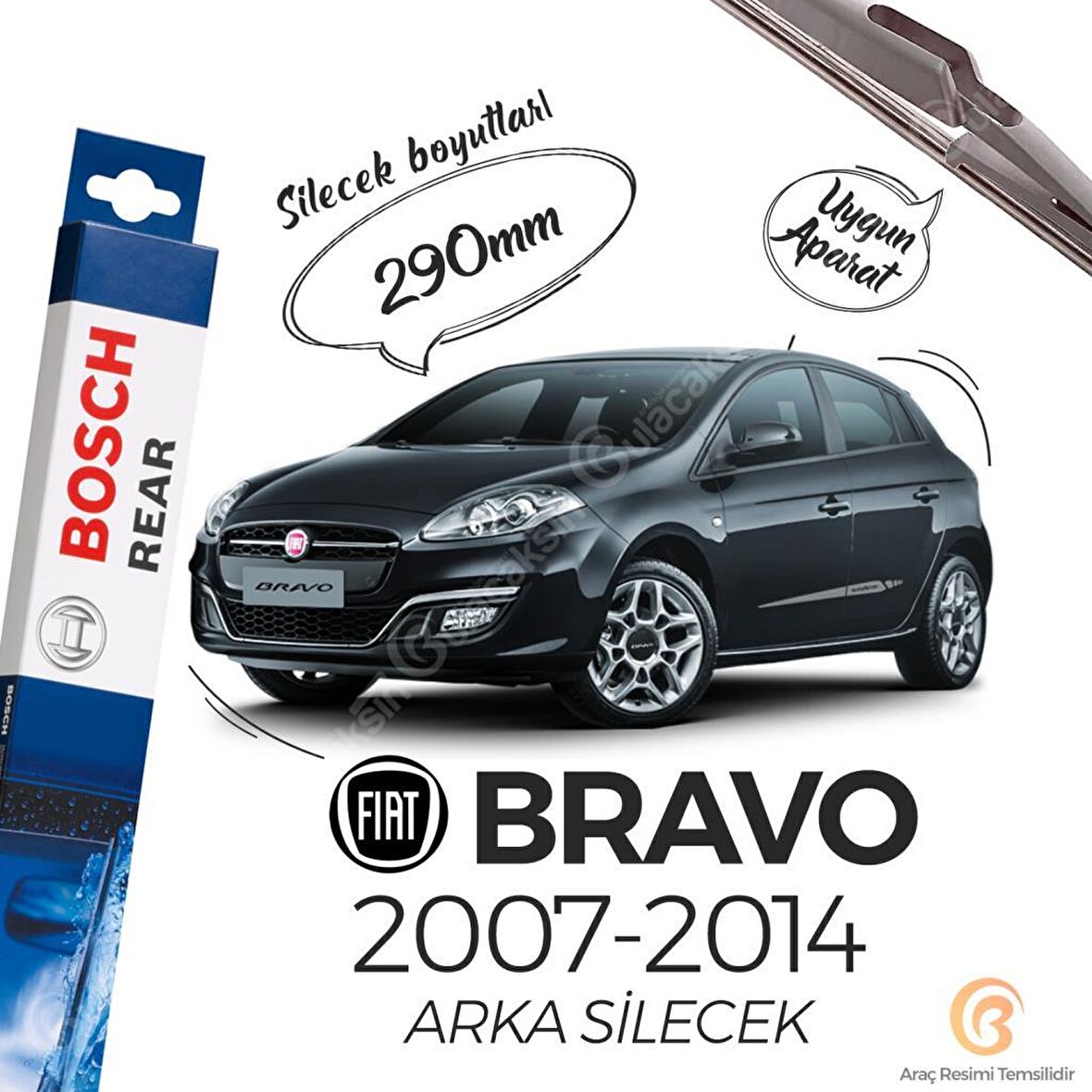 Bosch Rear Fiat Bravo 2007 - 2014 Arka Silecek - H840