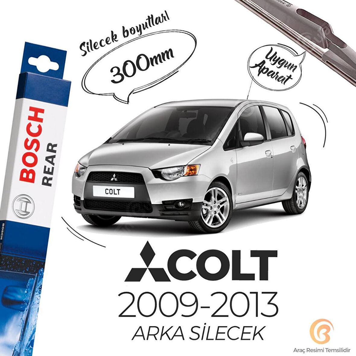 Mitsubishi Colt Arka Silecek (2009-2013) Bosch Rear H304