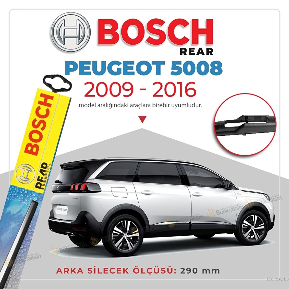 Bosch Rear Peugeot 5008 2009 - 2016 Arka Silecek - H840
