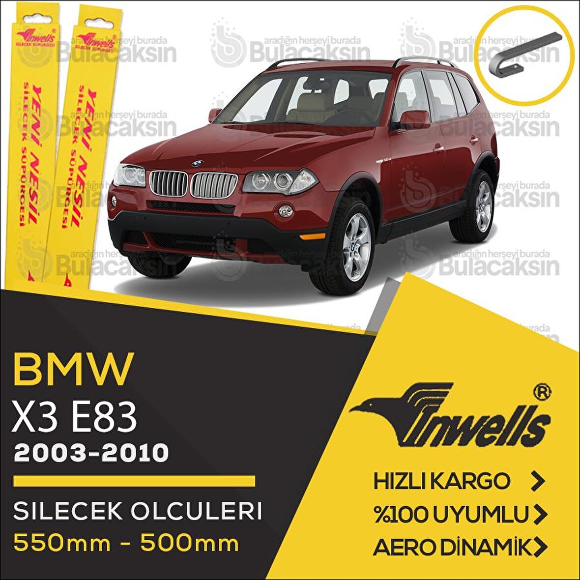 BMW X3 E83 Muz Silecek Takımı (2003-2010) İnwells