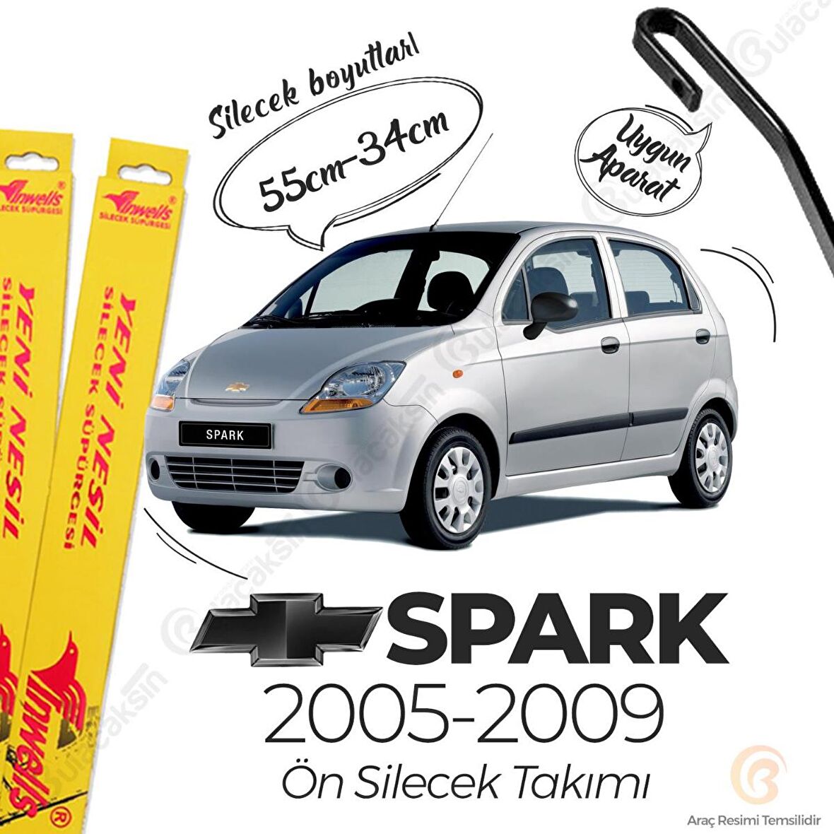 Chevrolet Spark Muz Silecek Takımı (2005-2009) İnwells