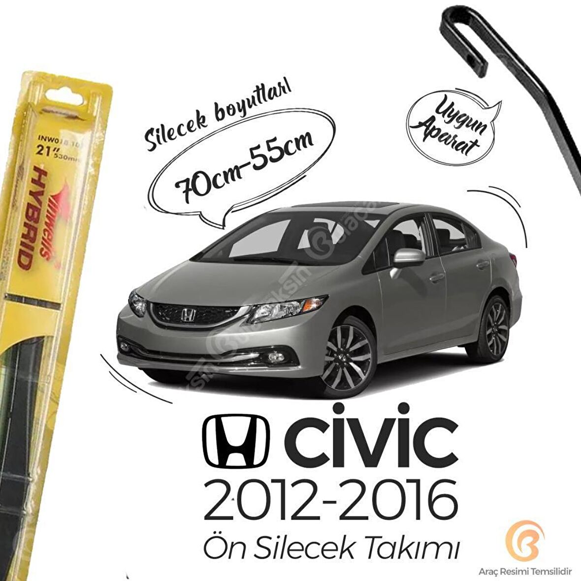 Honda Civic FB7 Silecek Takımı (2012-2016) İnwells Hibrit