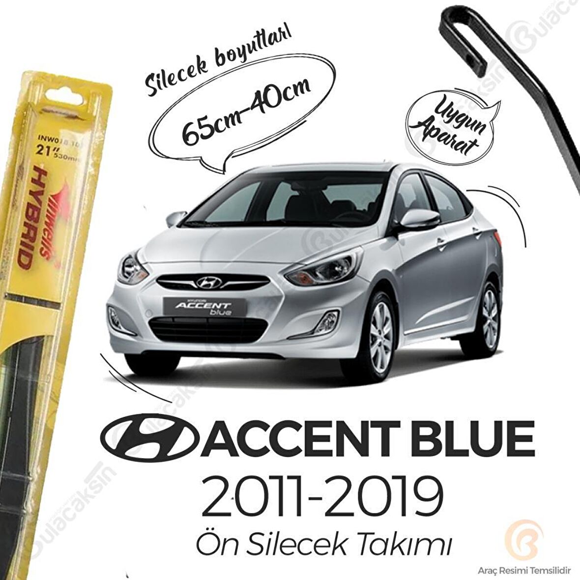 Hyundai Accent Blue Ön Silecek Takımı (2011-2019) İnwells Hibrit