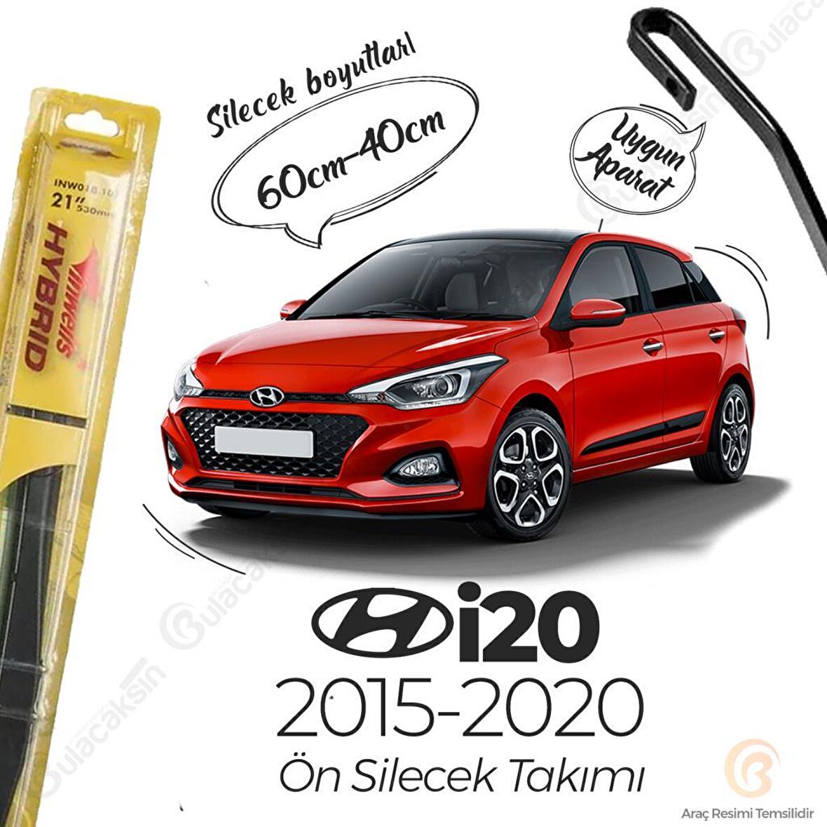 Hyundai i20 Ön Silecek Takımı (2015-2020) İnwells Hibrit