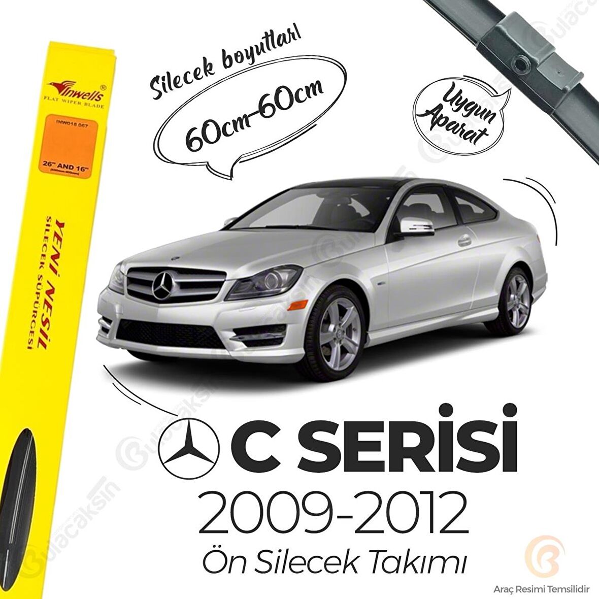 Mercedes C W204 Muz Silecek Takımı (2009-2012) İnwells