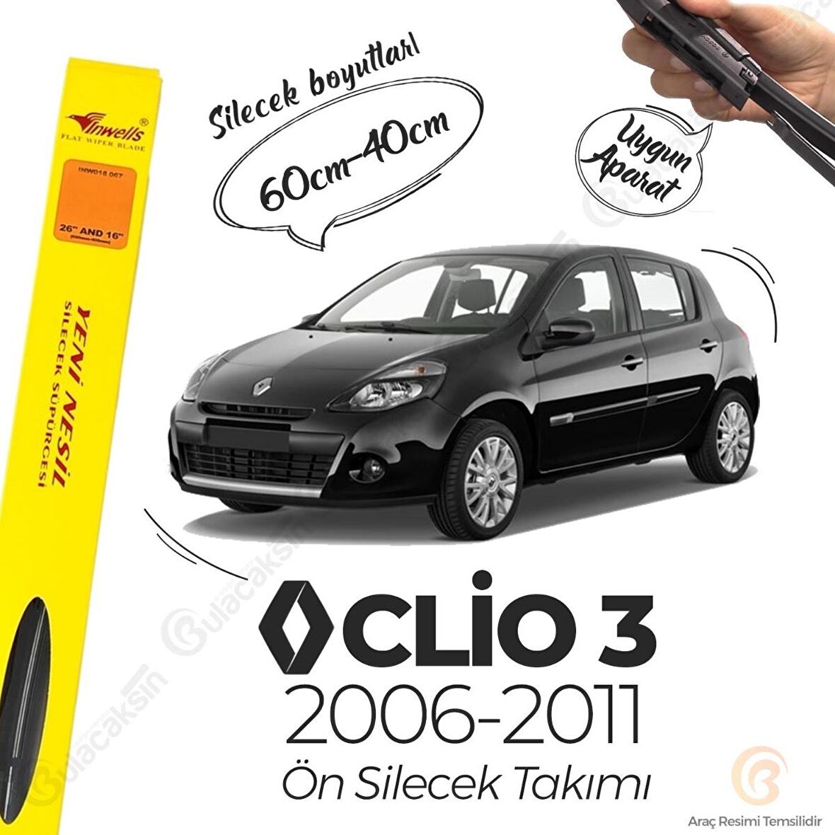Renault Clio 3 Muz Silecek Takımı (2005-2012) İnwells
