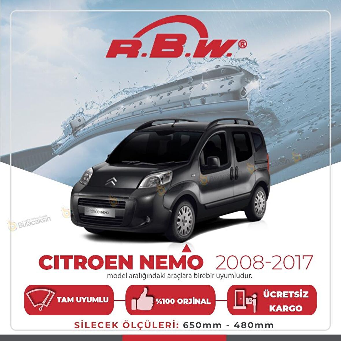 Citroen Nemo Muz Silecek Takımı (2008-2017) RBW