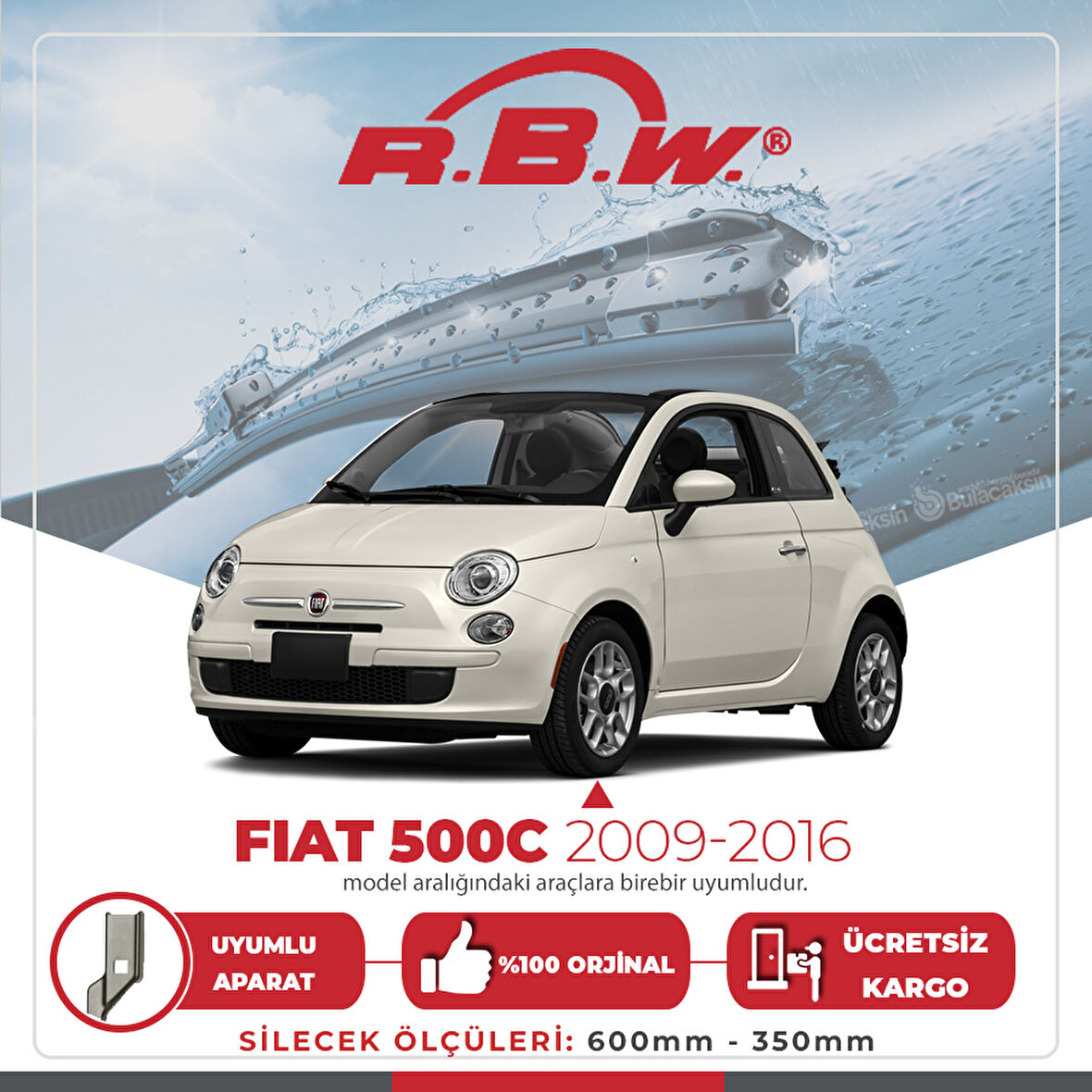 Fiat 500C Muz Silecek Takımı (2009-2016) RBW