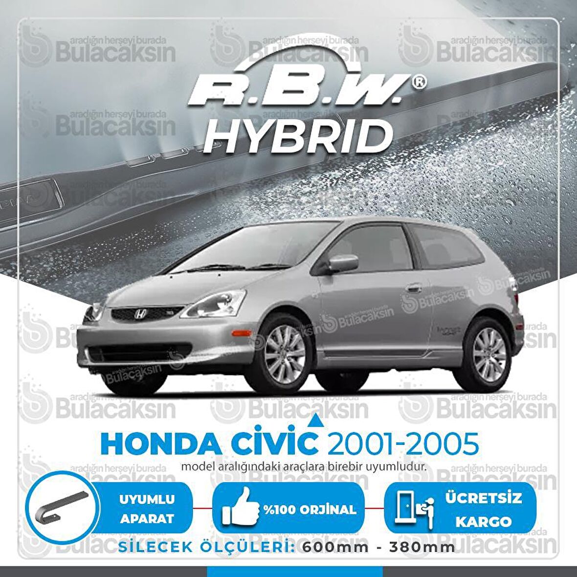 Honda Civic HB Ön Silecek Takımı (2001-2005) RBW Hibrit