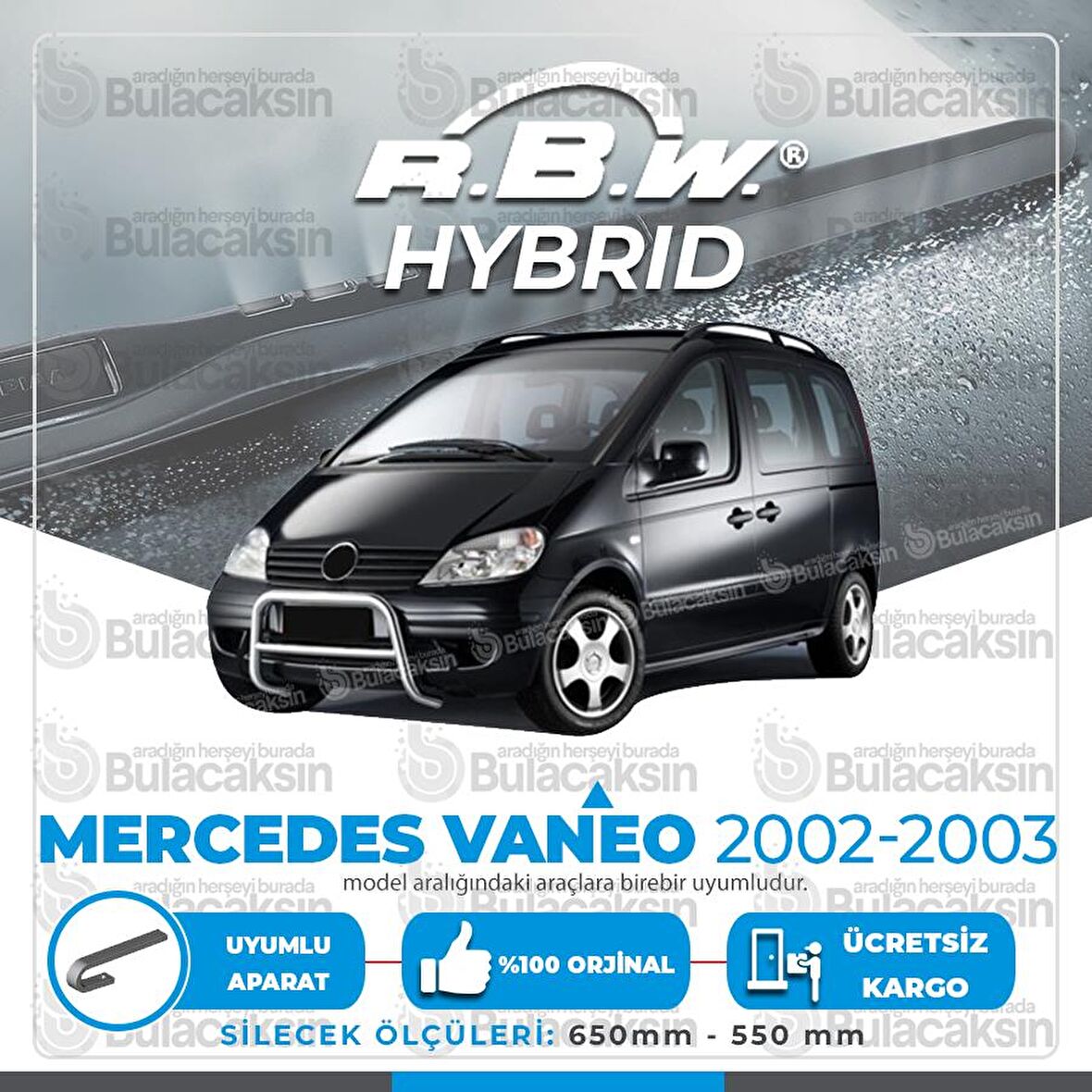 Mercedes Vaneo Ön Silecek Takımı (2002-2003) RBW Hibrit