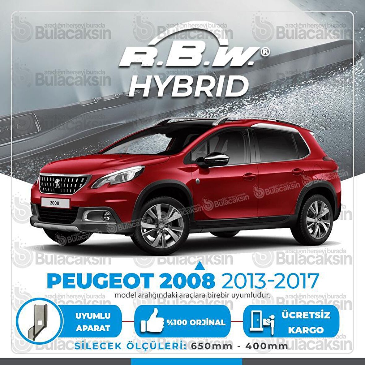 Peugeot 2008 Ön Silecek Takımı (2013-2017) RBW Hibrit