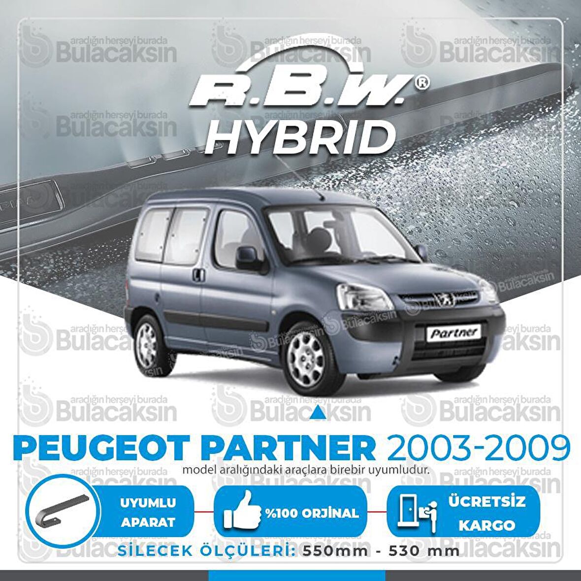 Peugeot Partner Ön Silecek Takımı (2002-2009) RBW Hibrit