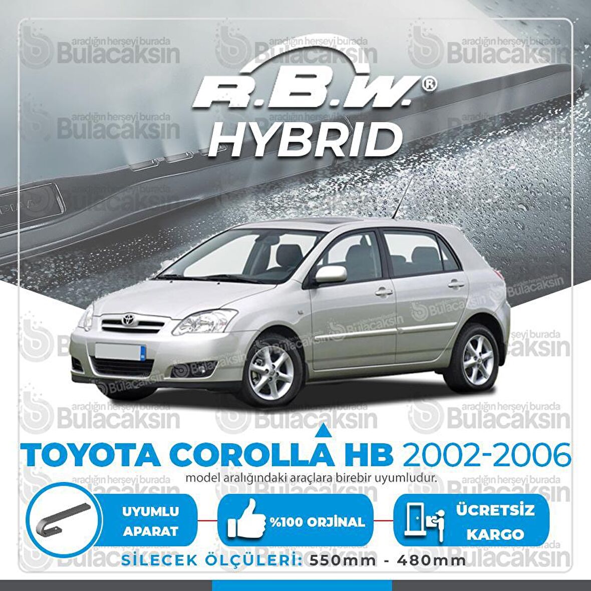 Toyota Corolla Hb Ön Silecek Takımı (2002-2006) RBW Hibrit