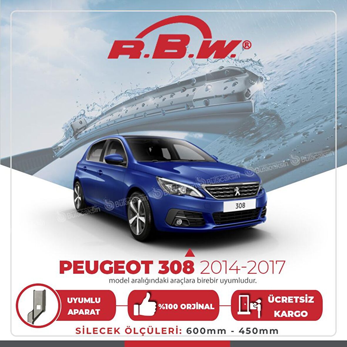 Peugeot 308 Muz Silecek Takımı (2014-2017) RBW