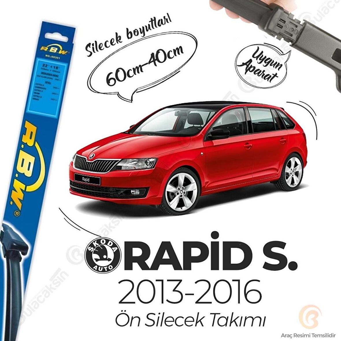 Skoda Rapid Spaceback Muz Silecek Takımı (2013-2016) RBW