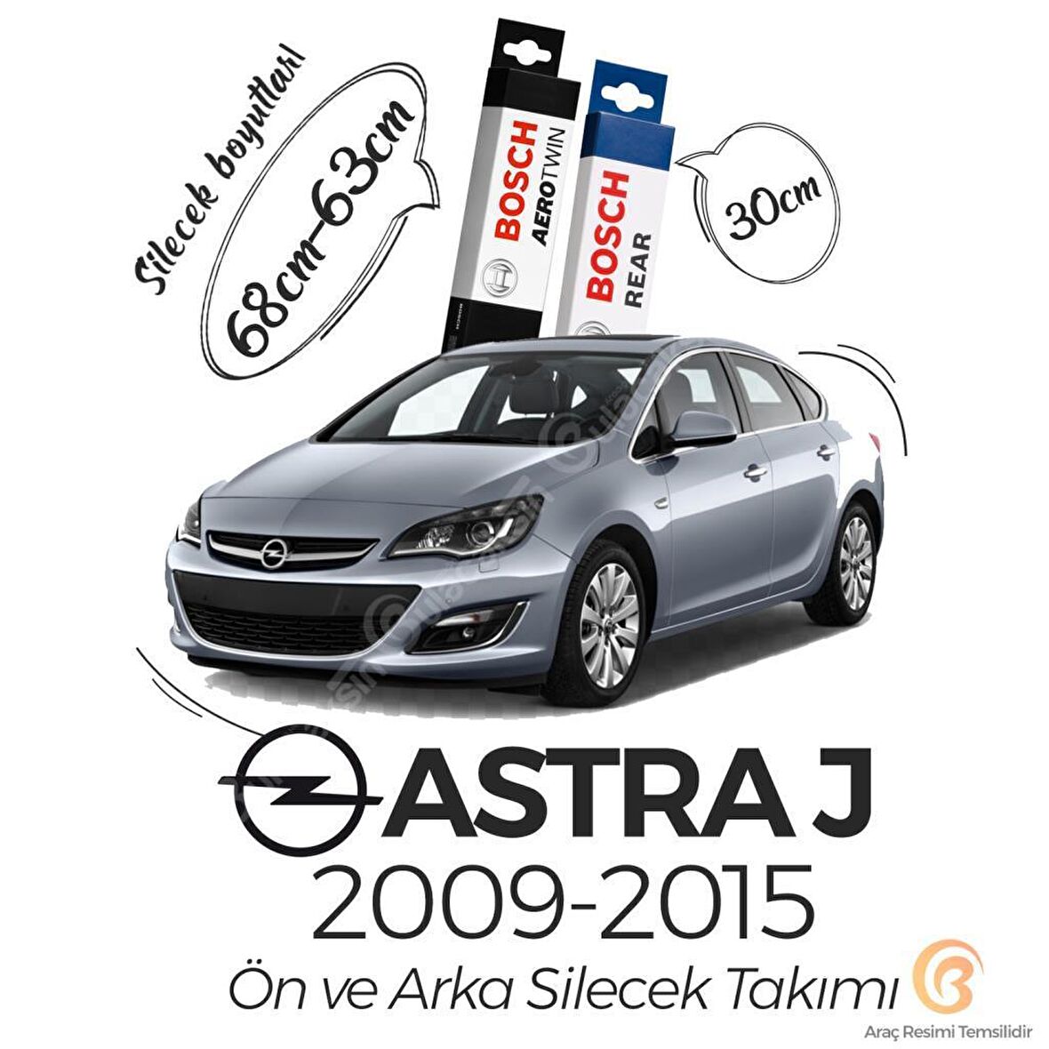 Bosch Aerotwin Opel Astra J 2009 - 2015 Ön ve Arka Silecek Seti