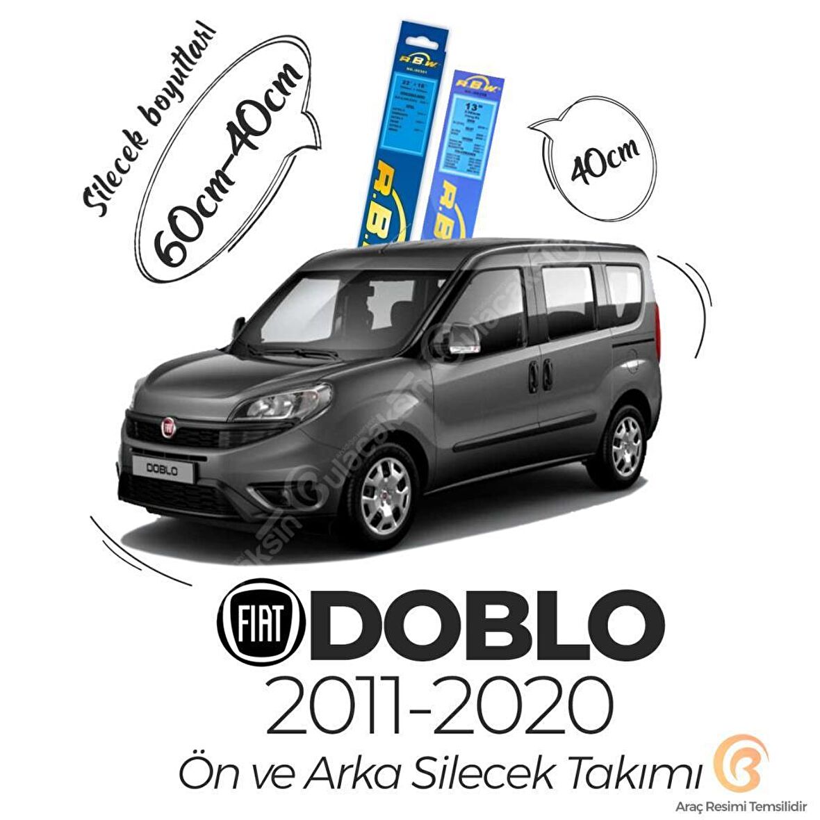 Fiat Doblo Ön Arka Silecek Seti (2011-2021) RBW