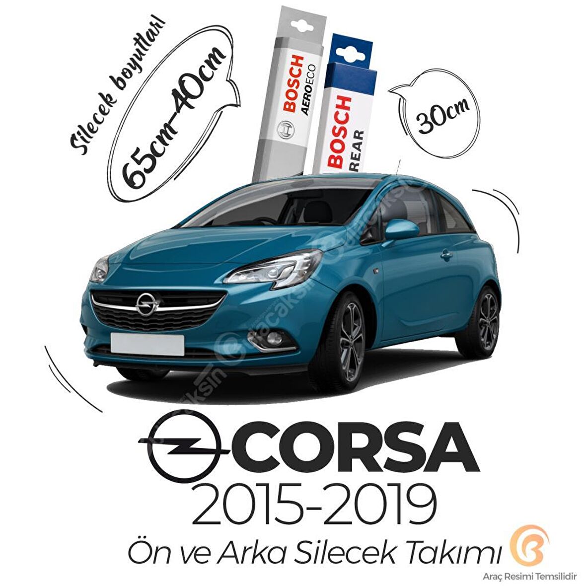 Opel Corsa E Ön Arka Silecek Seti (2015-2019) Bosch Aeroeco