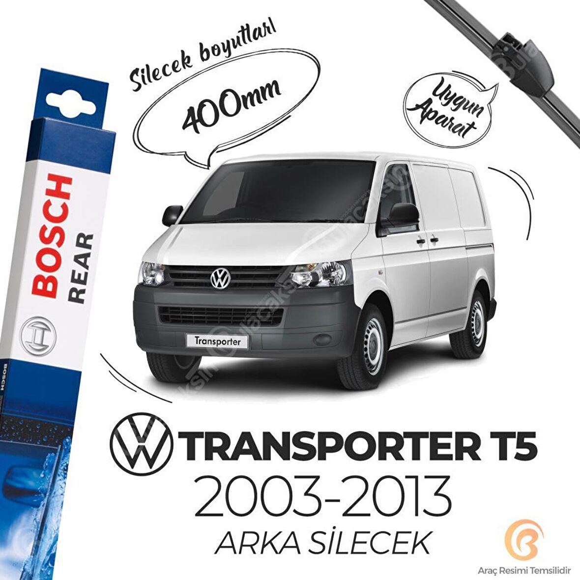 VW Transporter T5 Arka Silecek (2003-2013) Bosch Rear A400H