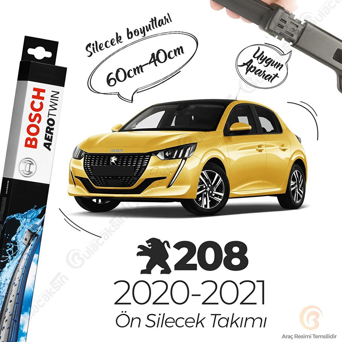 Peugeot 208 Muz Silecek Takımı (2020-2021) Bosch Aerotwin