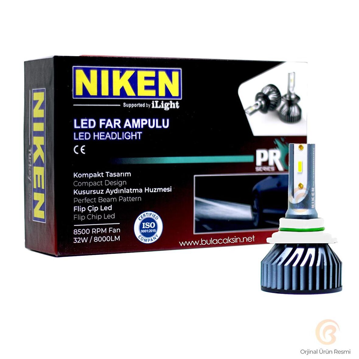 Niken Pro Serisi Flip Led Xenon Zenon HIR2 9012 6500K - Slim Fan