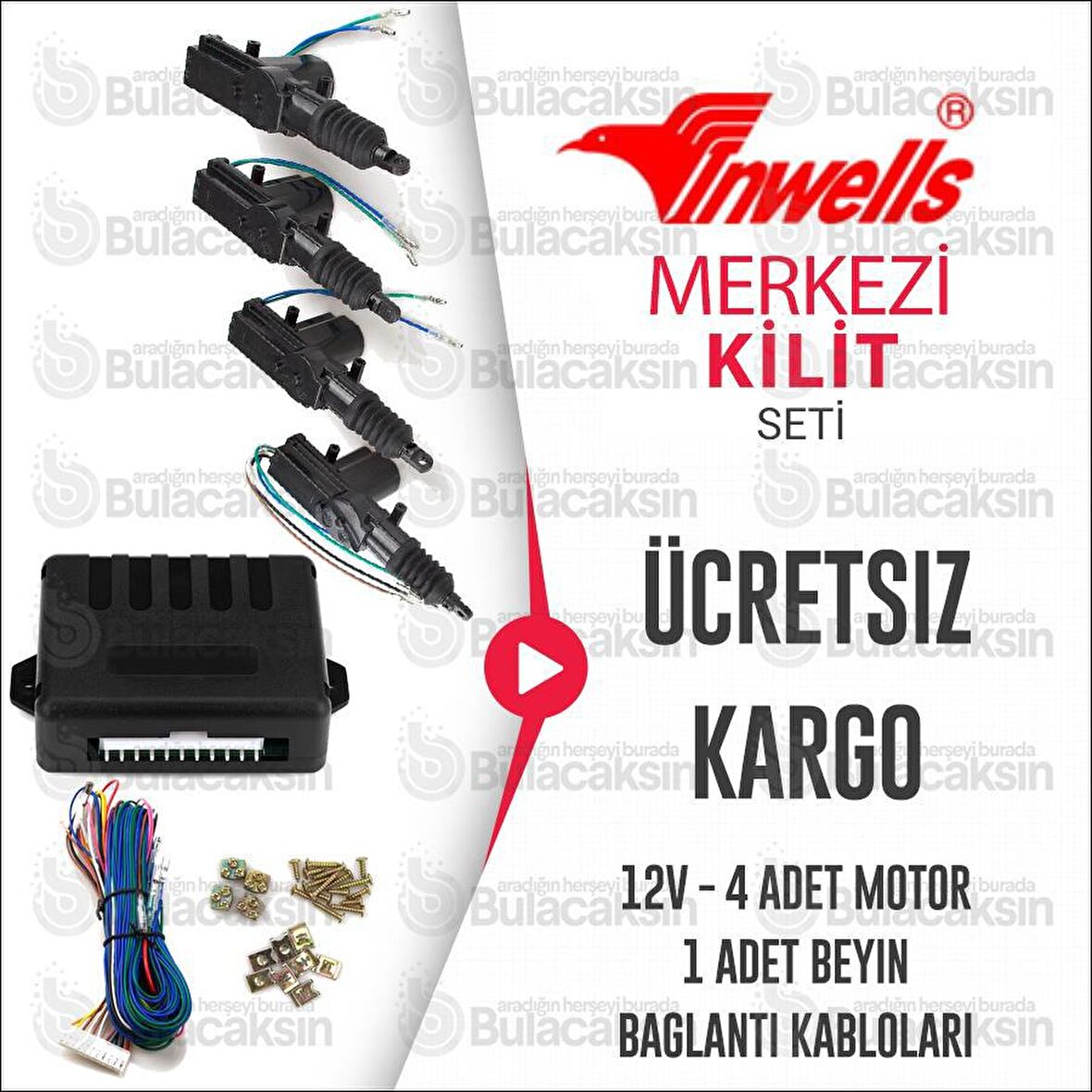 İNWELLS Komple Merkezi Kilit Sistemi - 4 Kapı İçin