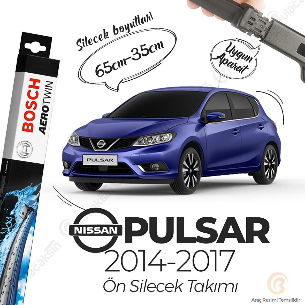 Nissan Pulsar Muz Silecek Takımı (2014-2017) Bosch Aerotwin