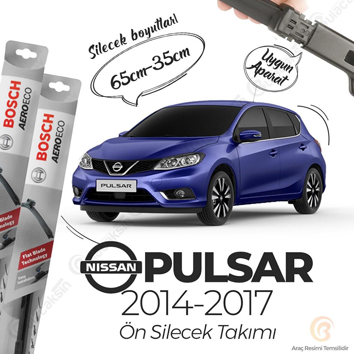 Nissan Pulsar Muz Silecek Takımı (2014-2017) Bosch Aeroeco