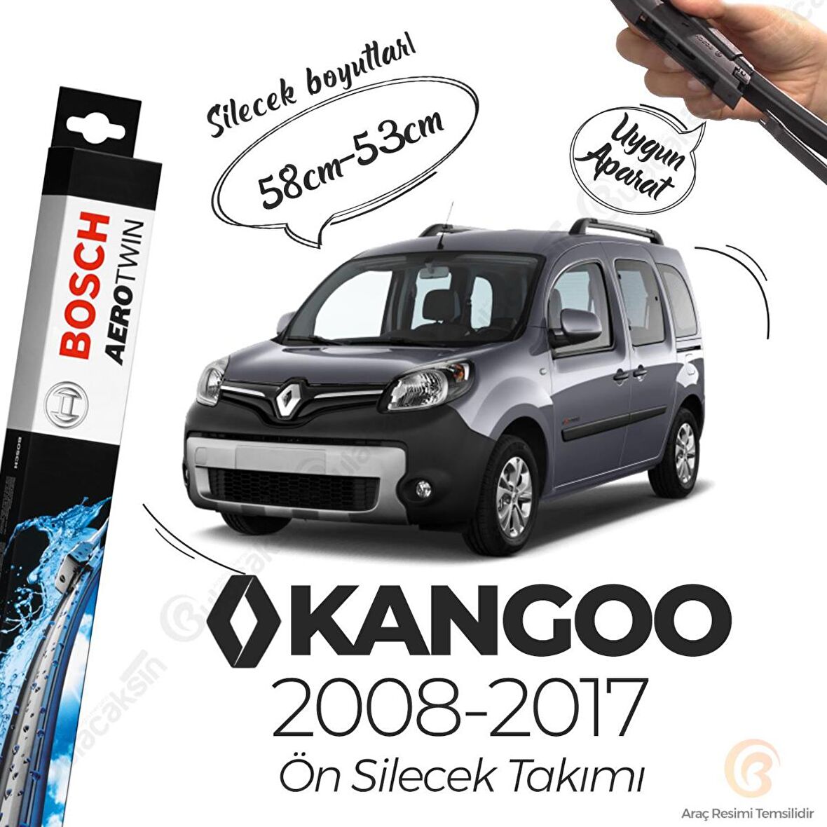 Renault Kangoo Muz Silecek Takımı (2008-2017) Bosch Aerotwin