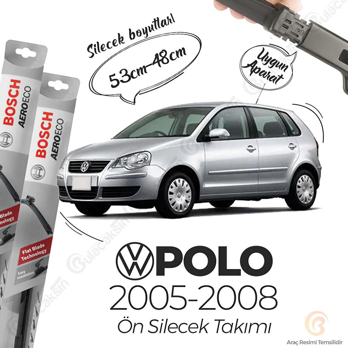 Volkswagen Polo Muz Silecek Takımı (2005-2008) Bosch Aeroeco