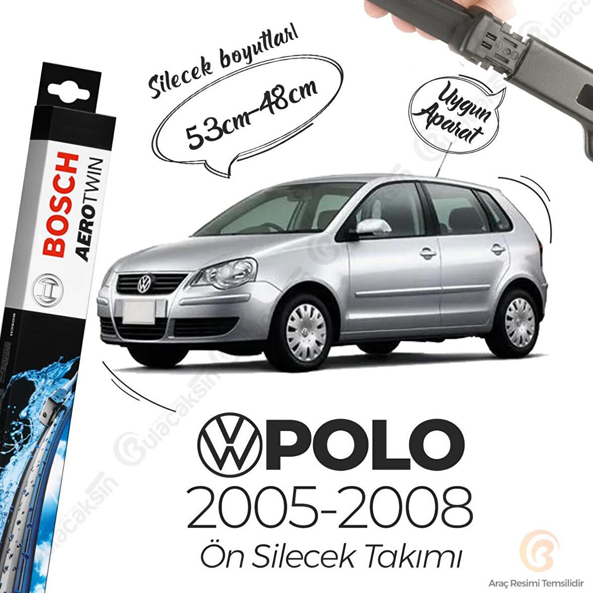 Volkswagen Polo Muz Silecek Takımı (2005-2008) Bosch Aerotwin