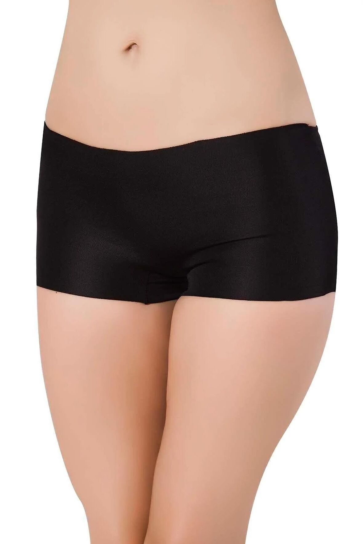 Kadın Siyah 3 Lü Lazer Kesim Boxer
