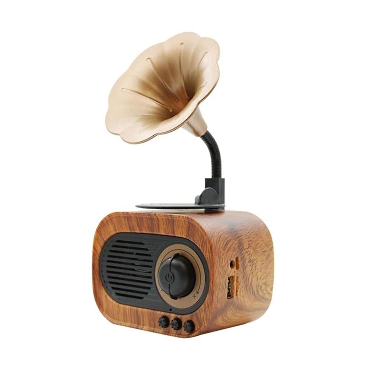 Winex Wireless Nostalji Gramafon Speaker Fm Radyo+Sd Kart+UsbA+3.5mm Aux Girişli