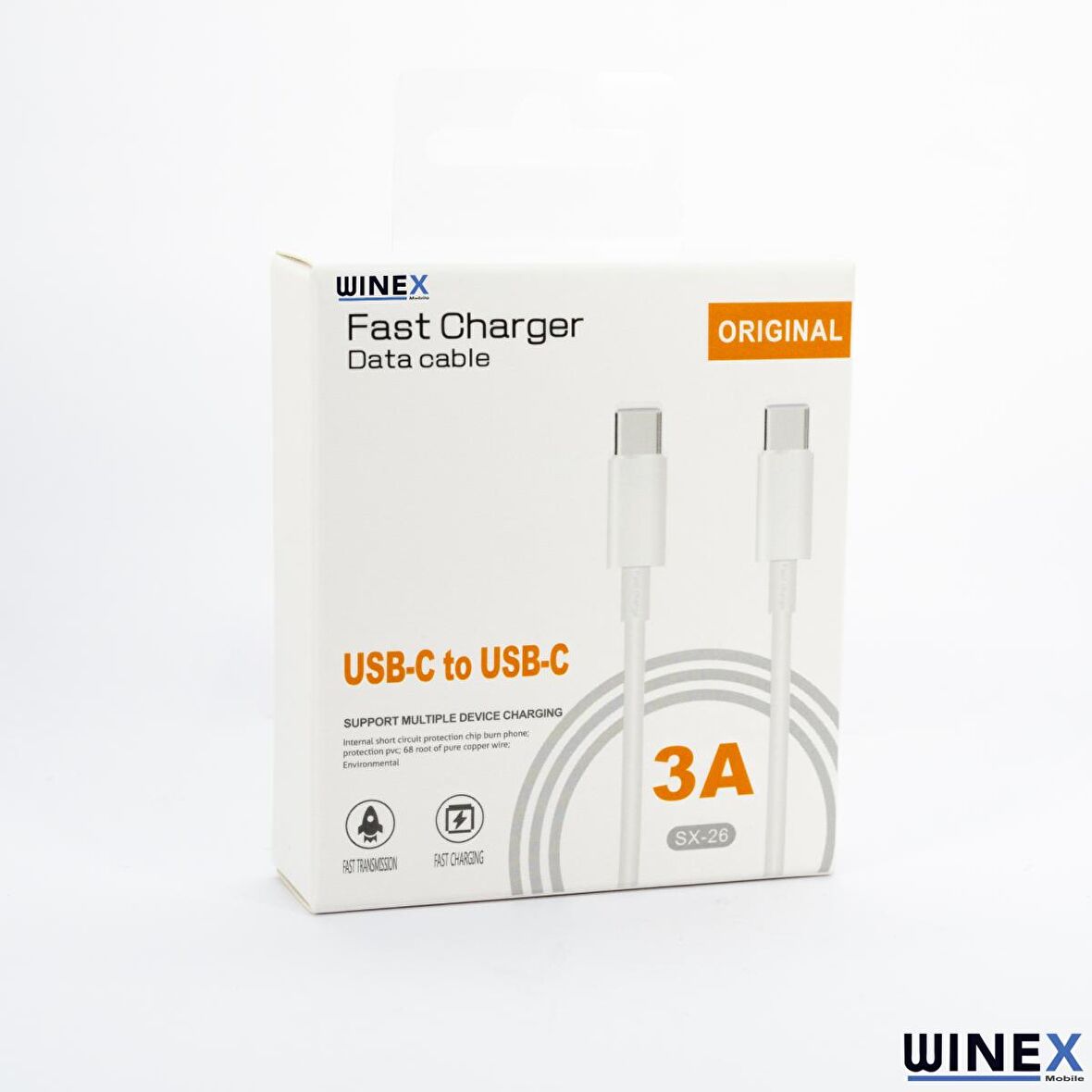 Winex Apple iPad Air 5 Wi-Fi Tablet 3A 45W Type-C to Type-C 2Metre Data ve Hızlı Şarj Kablosu
