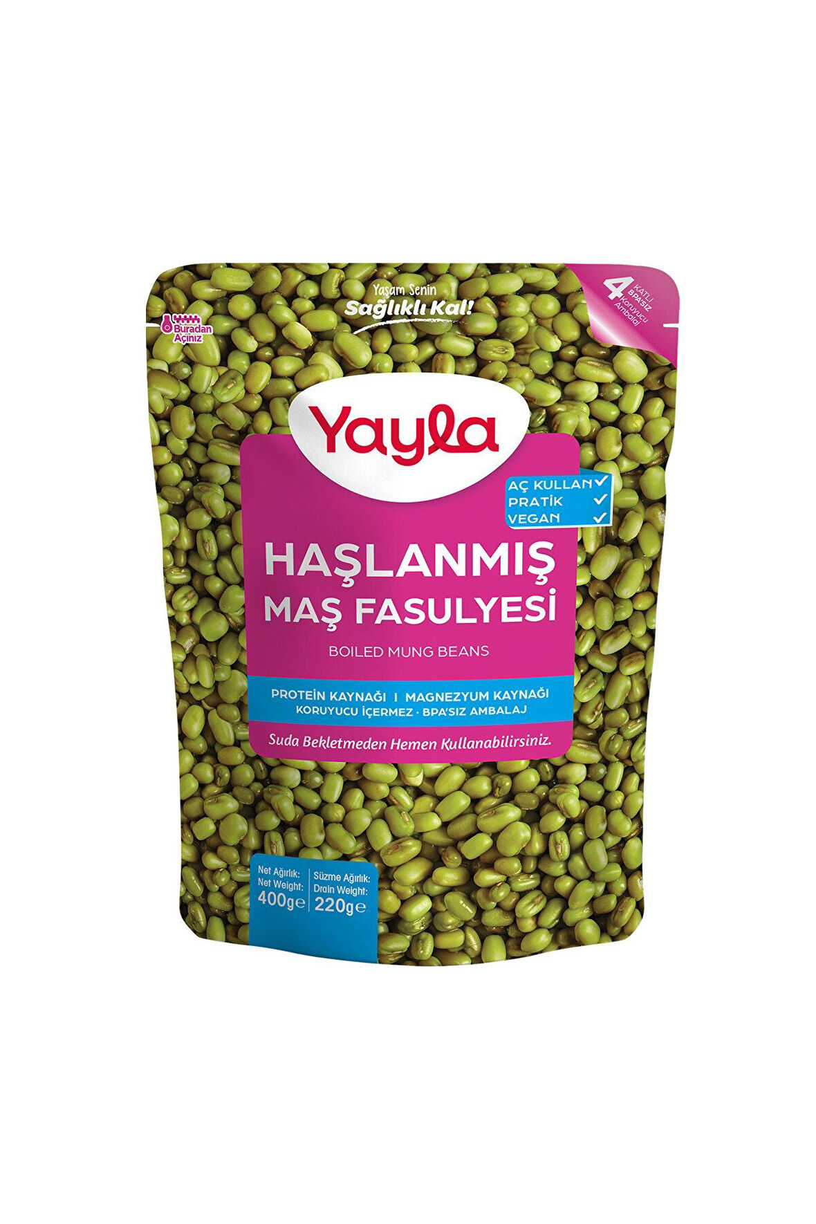 Yayla Haşlanmış Maş Fasulyesi 400 gr