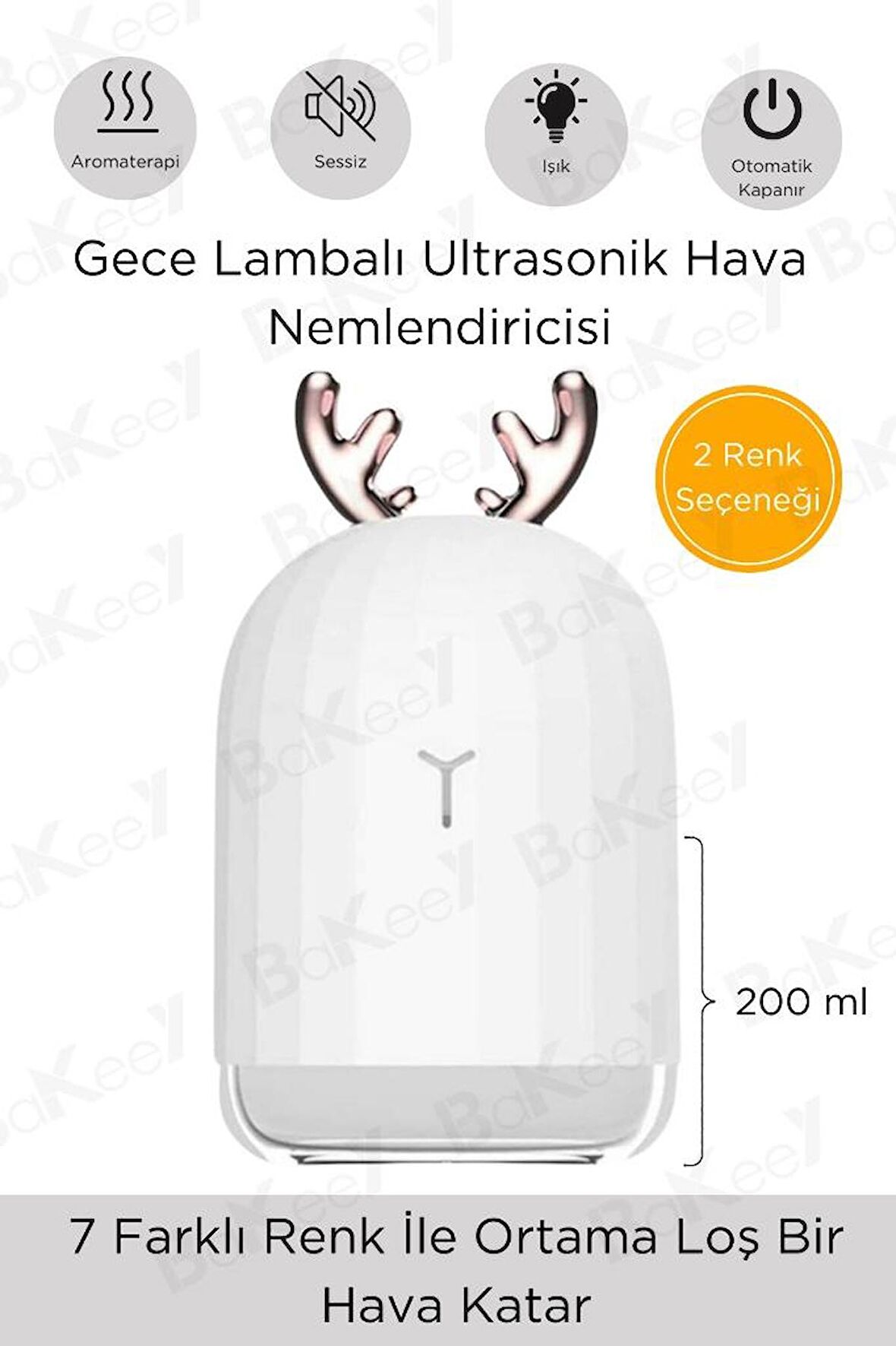 Ulrasonik Hava Nemlendirici H2O Humidifier Led Işıklı Geyik Buhar Makinesi ve Aroma Difüzörü