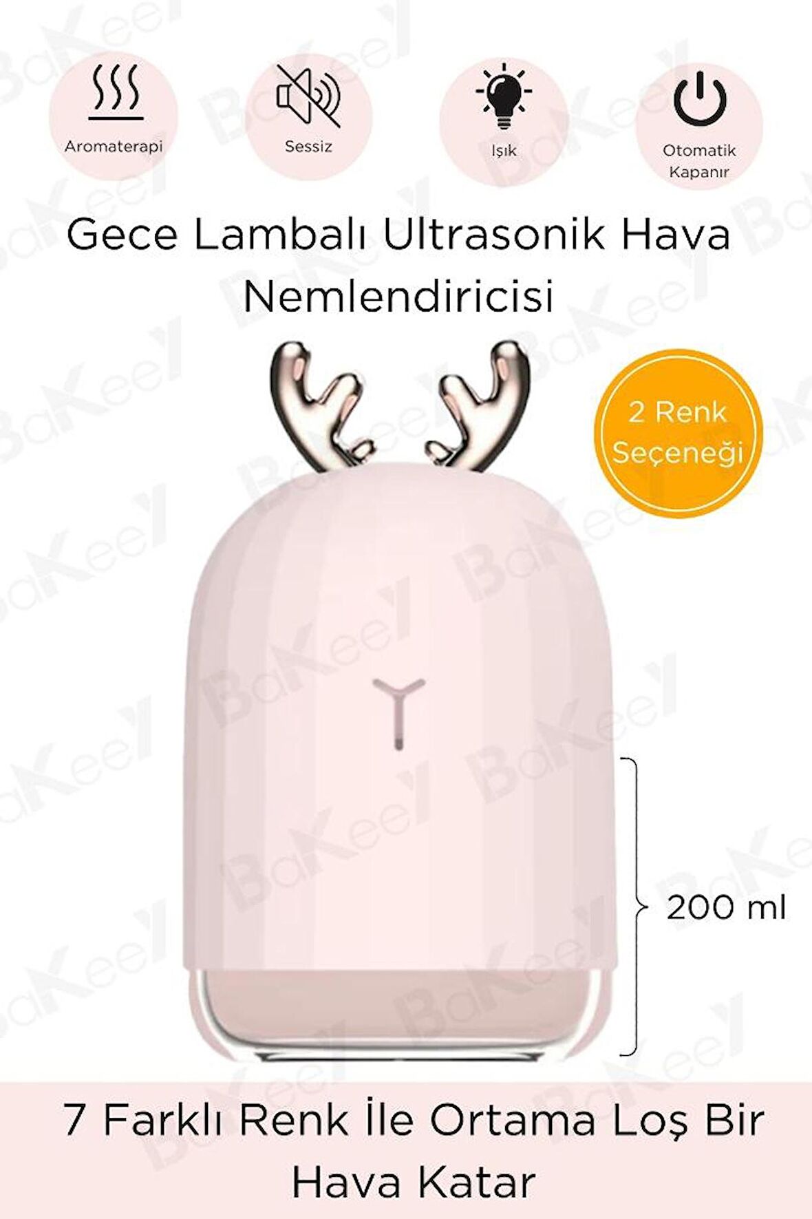 Ulrasonik Hava Nemlendirici H2O Humidifier Led Işıklı Geyik Buhar Makinesi ve Aroma Difüzörü