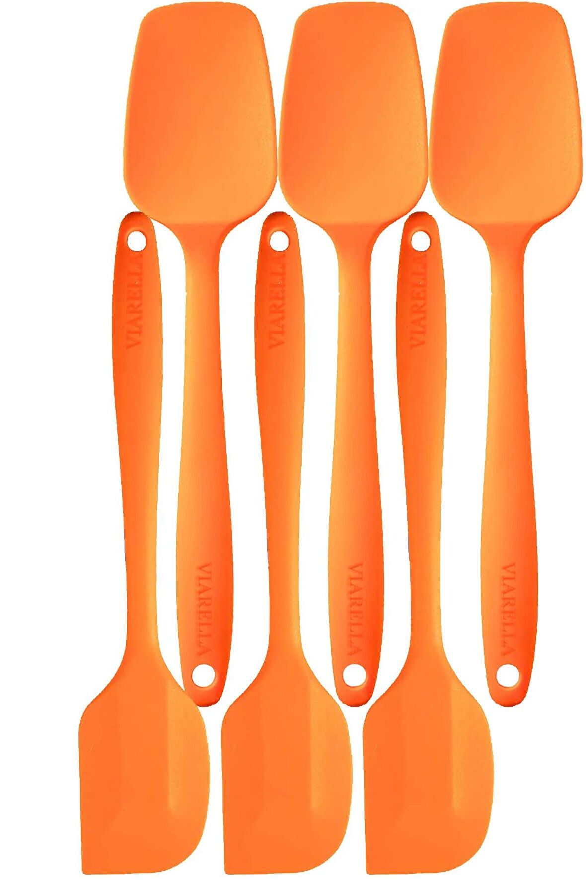 Silikon Kaşık Spatula Seti 6lı Yanmaz Yapışmaz Çizmez Turuncu 27cm