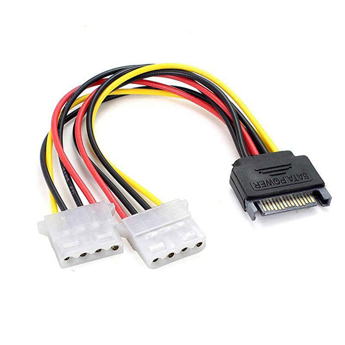 Sata 15 Pin Erkek power to 2x Molex 4 Pin Dişi Y Power Kablo