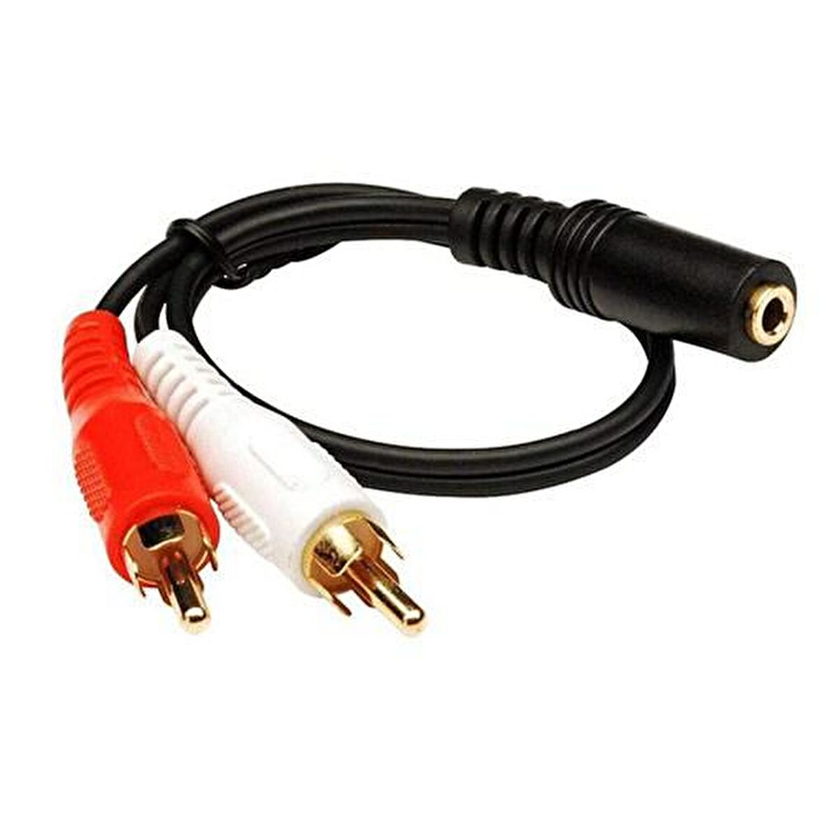 3,5mm stereo dişi - 2x RCA erkek ses çevirici kablo