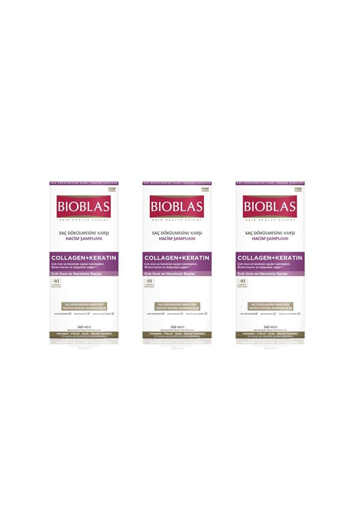 Bioblas Collagen + Keratin Çok İnce ve Hacimsiz Saçlar İçin Hacim Şampuanı 3 x 360 ML