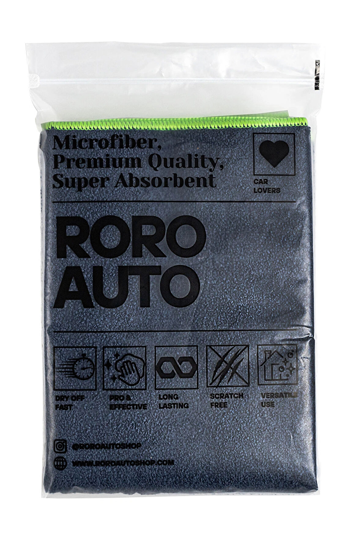 Roro Auto Himalaya Mikrofiber Oto Cam Bezi & Kurulama Bezi Özel Çift Yüzey Oto Havlu 50X70 Lacivert