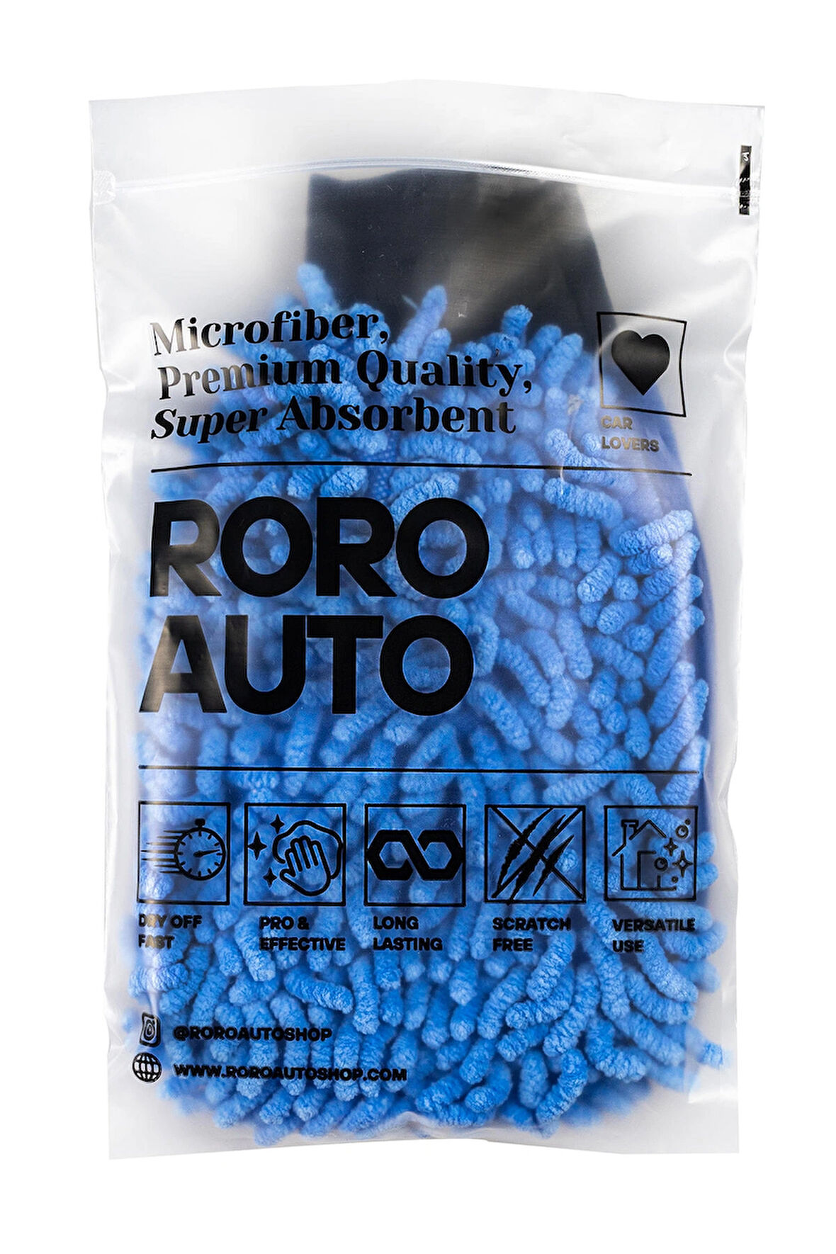 Roro Auto Munzur Mikrofiber Araç Yıkama Eldiveni Mavi